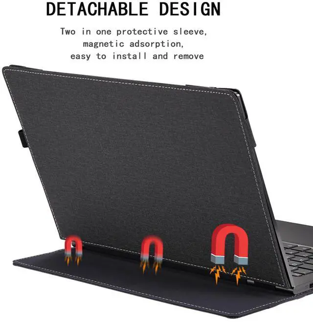 Alt view image 4 of 5 - LIMIYUE Case Cover for HP OmniBook 7/X 16 inch AI PC 16-ay/16-aw/16-az & for HP OmniBook 5 Laptop 16-ba 16-bc 16z-bc Sleeve,PU Leather Protective Bag Shell with Pen Holder (Dark Gray)