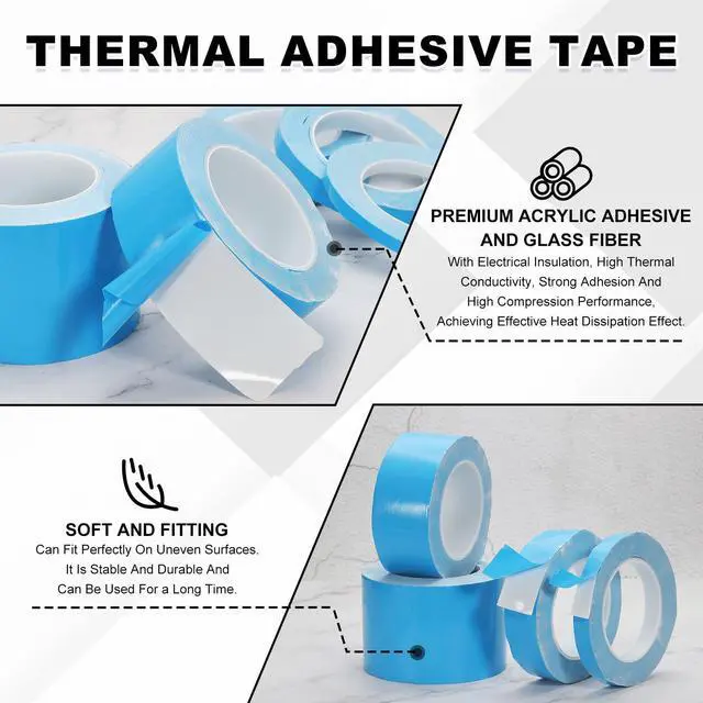 Alt view image 3 of 5 - PATIKIL Thermal Adhesive Tape, 2 Rolls 25m x 30mm x 0.2mm Double Side Adhesive Thermal Conductive Tape for Heatsink LED GPU Modules Computer CPU IC Chip, Blue
