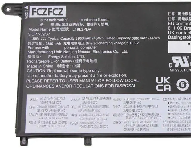 Alt view image 2 of 5 - FCZFCZ L19L3PDA Battery Replacement for Lenovo ThinkBook 14 G2 ITL are / 14 G3 ACL ITL / 14 G4 ABA IAP / 14 G5 IRL ABP / 15 G2 ITL are / 15 G3 ACL ITL Series L19M3PDA L19C3PDA L19D3PDA 11.52V 45Wh