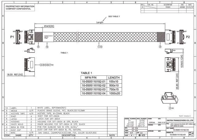 Alt view image 4 of 4 - 10Gtek 24G SlimSAS SFF-8654 to SFF-8654 Cable, PCIe4.0, 85-ohm, Compatible with Servers, Storage Systems, Workstations & High-Performance Computing, 1-m(3.28ft)