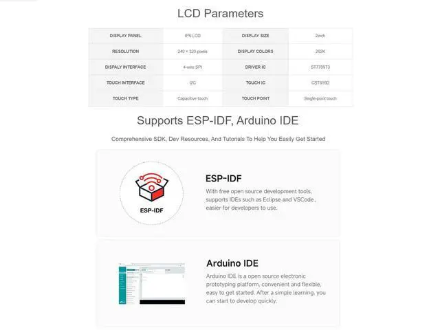 Alt view image 4 of 5 - waveshare ESP32-S3 2inch Capacitive Touch Display Development Board 240×320 Pixels IPS Screen Embedded with ST7789T3 Driver and CST816D Chip,Supports WiFi & Bluetooth