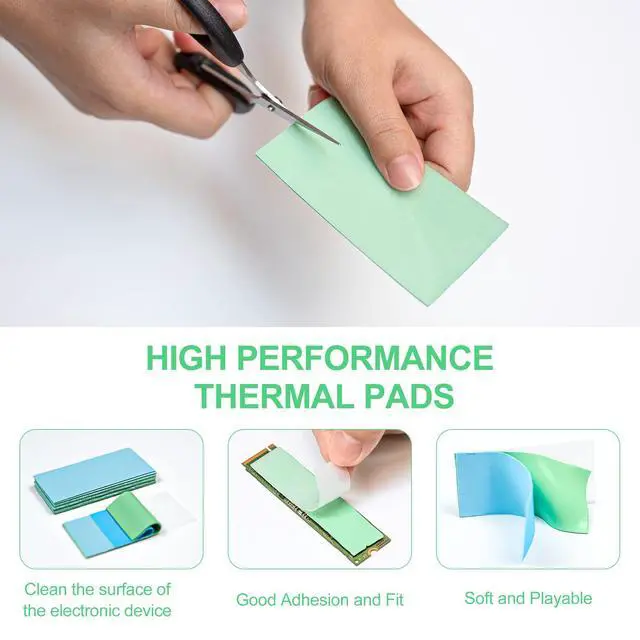 Alt view image 4 of 5 - Aairhut Thermal Pad 20W/m.K, 100x50x1.5mm Silicone Cooling Pad Non Conductive Heat Resistance Extreme Odyssey Cover with Dual Self-Adhesive Films for PC Laptop PS4/PS5/SSD/RAM/Computer