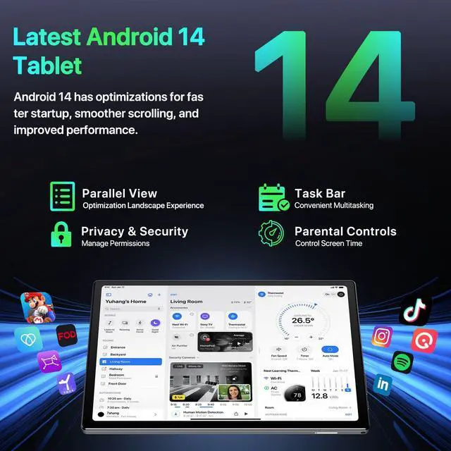 Alt view image 5 of 5 - Tablet - 2025 Android Tablet - 10.2 inch Android 14 Tablets - Octa-Core 12GB RAM 64GB ROM | 6000mAh Battery, 1TB Expand | Touchscreen | Christmas Birthday Gifts for Men Dad Him