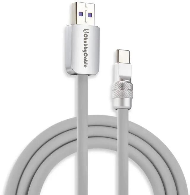 Main image of chubbycable Chubby 2.0 Fast Charging Cable Durable Soft Silicone USB C Cable 120W Extra Thick Charger Cord Compatible with iPhone 17-15 Series iPad, Gray, USB-A to Type-C, 9.8 FT