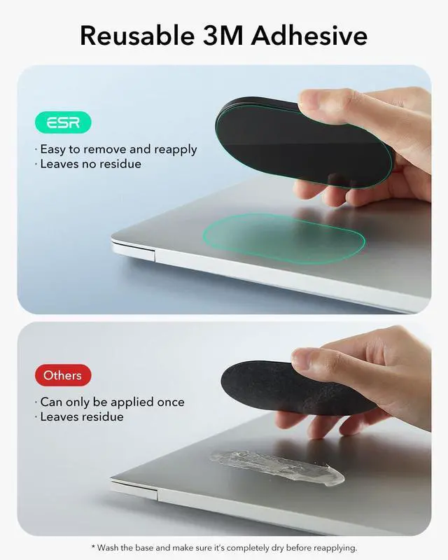 Alt view image 5 of 5 - ESR MagMouse Snap-to-Carry Bluetooth Mouse, Rechargeable Wireless Mouse for Laptop with Built-in Charging Cable, Reusable Adhesive Holder, BT 5.0 + 2.4 GHz Connectivity, Silent, Ergonomic, Black