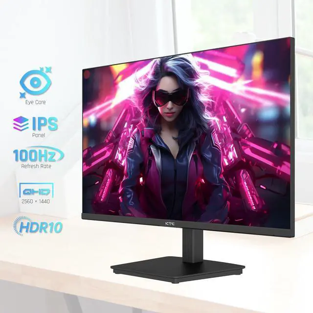 Alt view image 2 of 5 - KTC 24 Inch QHD 2560x1440 IPS Computer Monitor, 100Hz Zero-Frame 2K Gaming Office Monitor, Adaptive Sync, HDR10, VESA, Tilt Adjustable, Low Blue Light, DisplayPort, HDMI, H24T27