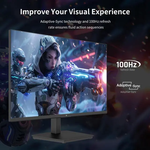 Alt view image 3 of 5 - KTC 24 Inch QHD 2560x1440 IPS Computer Monitor, 100Hz Zero-Frame 2K Gaming Office Monitor, Adaptive Sync, HDR10, VESA, Tilt Adjustable, Low Blue Light, DisplayPort, HDMI, H24T27