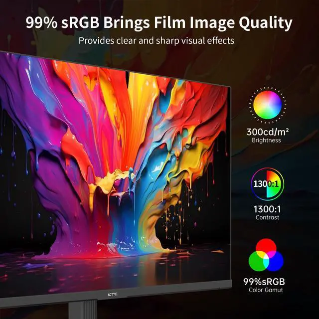 Alt view image 4 of 5 - KTC 24 Inch QHD 2560x1440 IPS Computer Monitor, 100Hz Zero-Frame 2K Gaming Office Monitor, Adaptive Sync, HDR10, VESA, Tilt Adjustable, Low Blue Light, DisplayPort, HDMI, H24T27