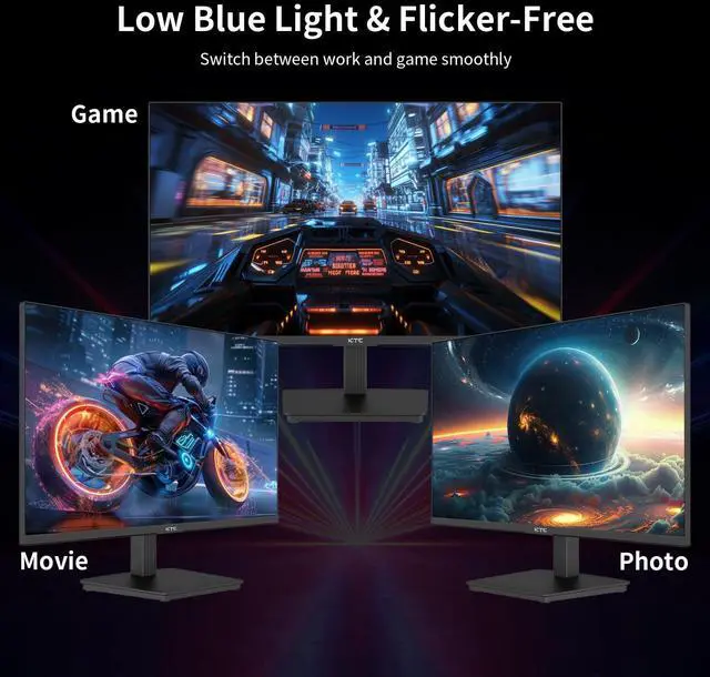 Alt view image 5 of 5 - KTC 24 Inch QHD 2560x1440 IPS Computer Monitor, 100Hz Zero-Frame 2K Gaming Office Monitor, Adaptive Sync, HDR10, VESA, Tilt Adjustable, Low Blue Light, DisplayPort, HDMI, H24T27