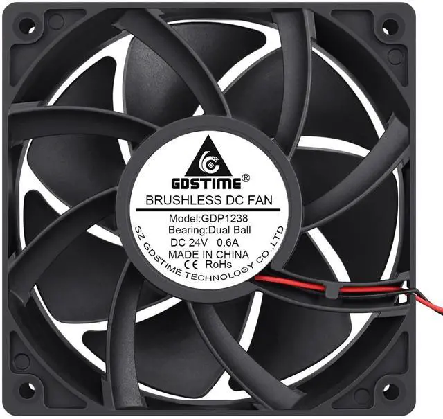 Main image of GDSTIME High Airflow 24V 120mm x 120mm x 38mm Dual Ball Bearing 5 Inch Brushless Cooling Fan