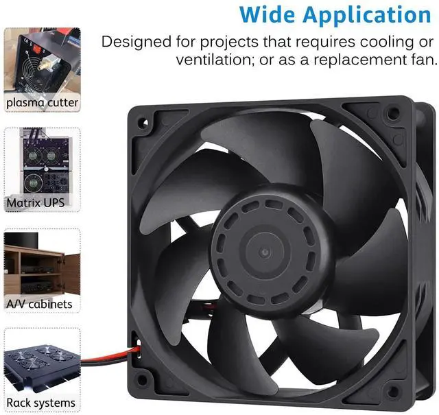 Alt view image 4 of 5 - GDSTIME High Airflow 24V 120mm x 120mm x 38mm Dual Ball Bearing 5 Inch Brushless Cooling Fan