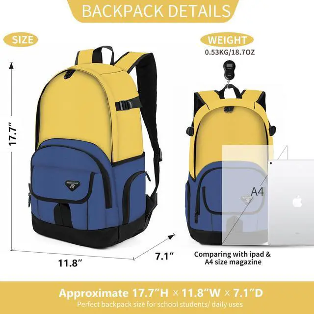 Alt view image 3 of 5 - rickyh style School Backpack Travel Bag for Men & Women Lightweight College Back Pack with Laptop Compartmen