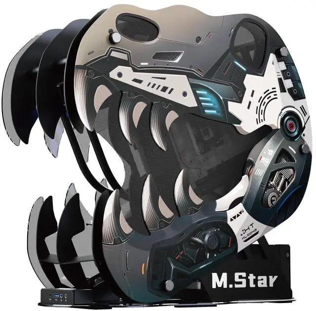 Main image of MegaPC Upgraded PC Case Heavy Duty Open-Frame Mid-Tower Micro-ATX/Mini-ITX Gaming, Tempered Glass Side Panel, Pre-Installed ARGB PWM Fan, with USB3.0, USB-C, 240mm Radiator Support (Upgrade-Black)