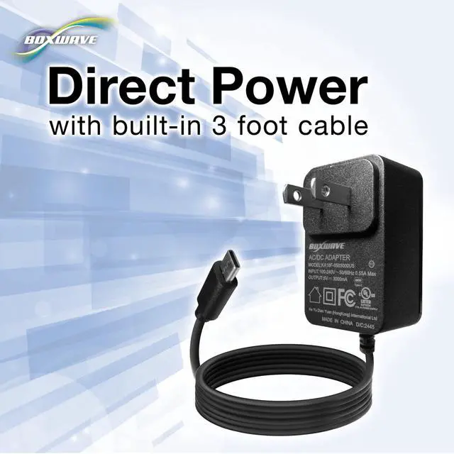 Alt view image 3 of 5 - BoxWave Charger Compatible with BYYBUO SmartPad A10 Tablet (10.1 in) - Wall Charger Direct (15W), Rapid Charge Your Device with Built-in 3ft Cable