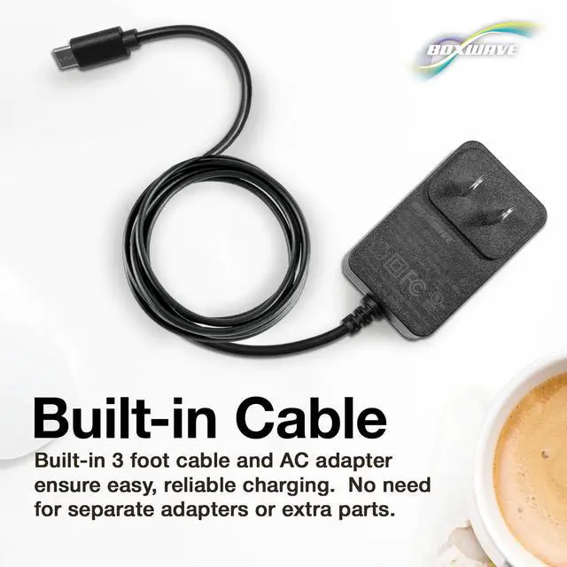 Alt view image 4 of 5 - BoxWave Charger Compatible with BYYBUO SmartPad A10 Tablet (10.1 in) - Wall Charger Direct (15W), Rapid Charge Your Device with Built-in 3ft Cable