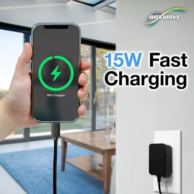 Alt view image 5 of 5 - BoxWave Charger Compatible with BYYBUO SmartPad A10 Tablet (10.1 in) - Wall Charger Direct (15W), Rapid Charge Your Device with Built-in 3ft Cable