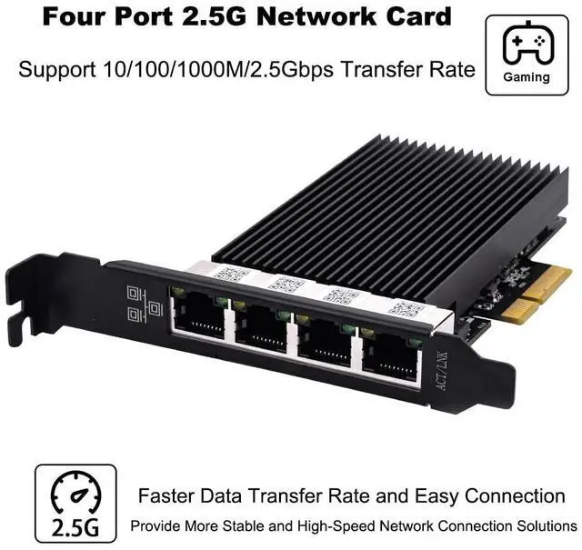 Alt view image 2 of 5 - 2.5G PCIe Ethernet Card with Intel I226 Chip, 2500Mbps Gigabit Network Adapter to PCIE X4 X8 X16 NIC for Windows 10/11, Windows Server 2019/2022; Linux