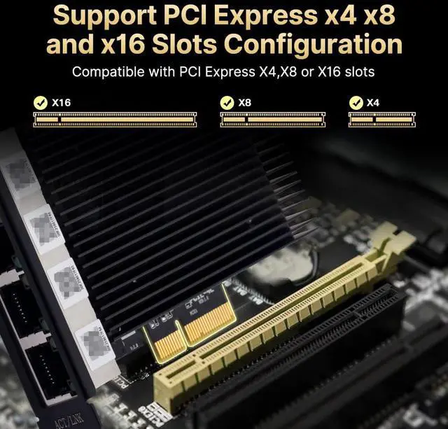 Alt view image 4 of 5 - 2.5G PCIe Ethernet Card with Intel I226 Chip, 2500Mbps Gigabit Network Adapter to PCIE X4 X8 X16 NIC for Windows 10/11, Windows Server 2019/2022; Linux