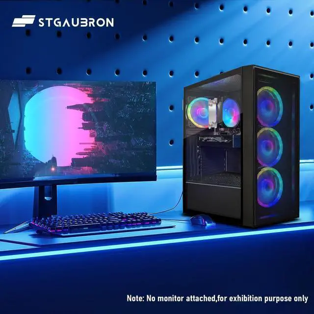 Alt view image 3 of 5 - STGAubron Gaming PC Computer Desktop, AMD Ryzen 7 5700G up to 4.6G, GeForce RTX 2060 6G, 16G DDR4, 1T SSD, WiFi 6, BT 5.2, RGB Fan x4, Windows 11 Home