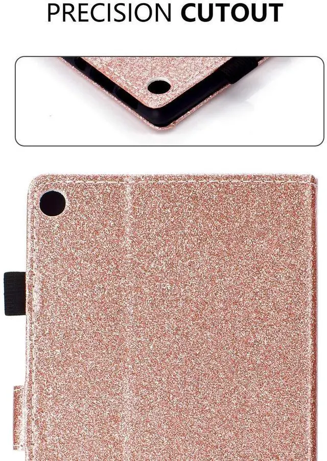 Alt view image 5 of 5 - Dteck Fire HD 8 Case with [Stylus Pen], Magnetic Protector Stand Wallet PU Leather Slim Lightweight Cover for Kindle Fire HD 8 Tablet (8th/7th/6th/5th Generation, 2019 2018 2017 2016 2015), Rosegold