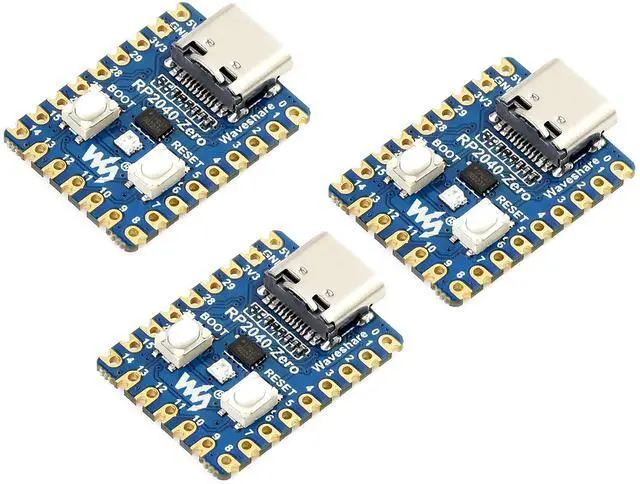 Main image of 3PCS RP2040-Zero Mini Board, Pico-Like MCU Board Based on Raspberry Pi MCU RP2040, Dual-Core Arm Cortex M0+ Processor, Onboard 2MB Flash Memory, Type-C USB Connector, Support C/C++MicroPython