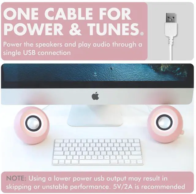 Alt view image 2 of 5 - X9 Performance Pink Computer Speakers for Desktop PC with RGB Lighting, Bluetooth, USB, and AUX - Triple Mode Connection, Dual 2.25" Drivers for Work and Play, Bluetooth Desktop Speakers for PC - Pink