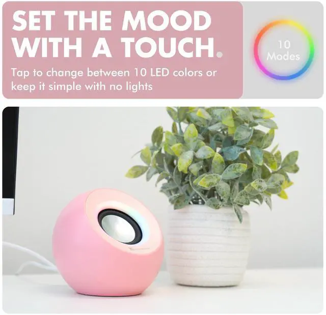 Alt view image 4 of 5 - X9 Performance Pink Computer Speakers for Desktop PC with RGB Lighting, Bluetooth, USB, and AUX - Triple Mode Connection, Dual 2.25" Drivers for Work and Play, Bluetooth Desktop Speakers for PC - Pink