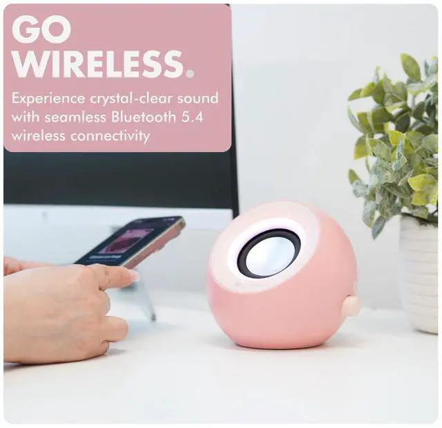 Alt view image 5 of 5 - X9 Performance Pink Computer Speakers for Desktop PC with RGB Lighting, Bluetooth, USB, and AUX - Triple Mode Connection, Dual 2.25" Drivers for Work and Play, Bluetooth Desktop Speakers for PC - Pink