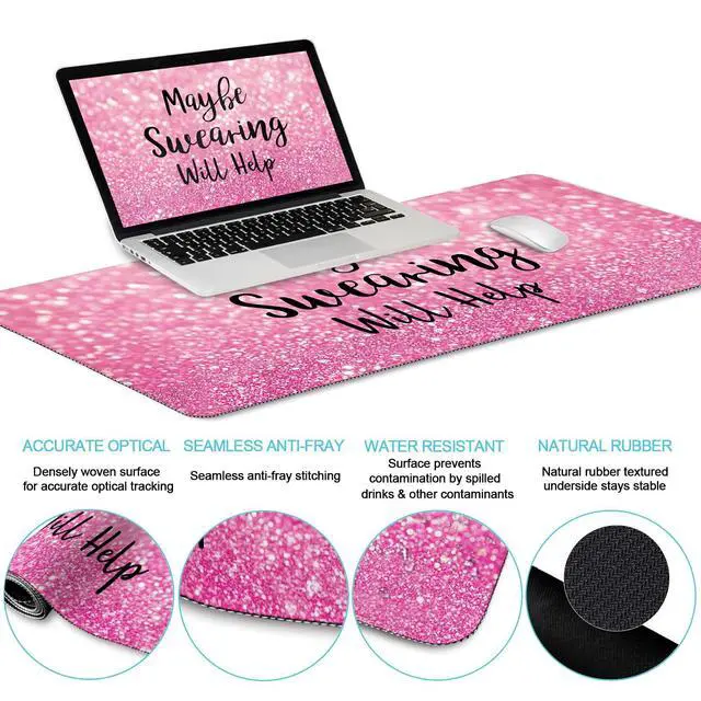 Alt view image 3 of 5 - LIMKRIAN Pink Mouse Pad Set, Ergonomic Mouse Pad with Wrist Rest Keyboard Wrist Support, Large Desk Matt for Desktop, Gaming Mousepad Cup Coaster Set, Cute Pink Office Desk Accessories Decor Supplies
