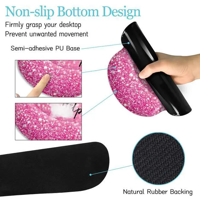 Alt view image 5 of 5 - LIMKRIAN Pink Mouse Pad Set, Ergonomic Mouse Pad with Wrist Rest Keyboard Wrist Support, Large Desk Matt for Desktop, Gaming Mousepad Cup Coaster Set, Cute Pink Office Desk Accessories Decor Supplies