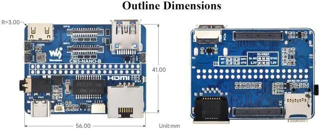Alt view image 5 of 5 - Nano Base Board Compatible with Raspberry Pi Compute Module 5 Lite/eMMC, Same Size As CM5, with Multiple Peripheral Interfaces, with USB 3.2 Gen1 Type-A, 40PIN GPIO, Dual MIPI Interfaces, Audio,etc