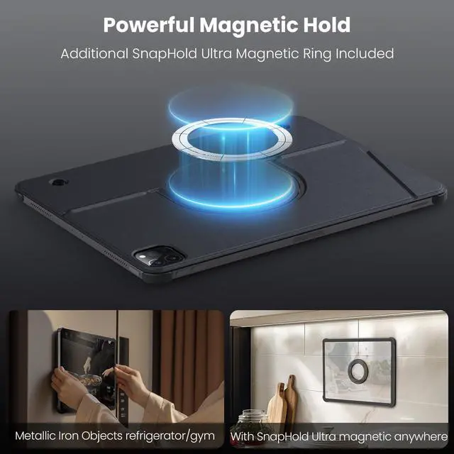 Alt view image 4 of 5 - Nillkin iPad Pro 11 inch (M4, 2024) Case with Detachable Keyboard, Adhesive Cover with Keyboard, Magic Trackpad, 7-Color Backlit, Adjustable Stand, Slim Magnetic Backplate with iPad Wall Mount, Black