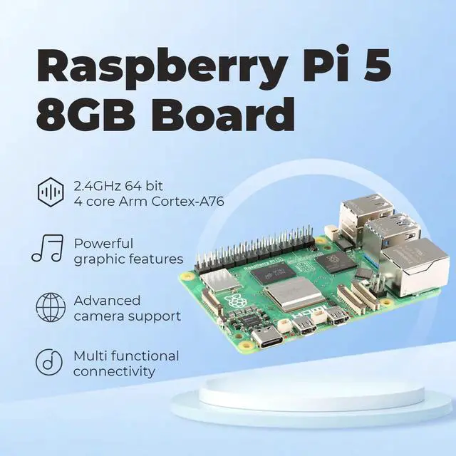 Alt view image 2 of 5 - EC Buying Pi 5 8GB Development Board Computer 2.4Ghz 64 Bit Quad Core Arm Cortex-A76 AI Artificial Intelligence Programming for Python Kit
