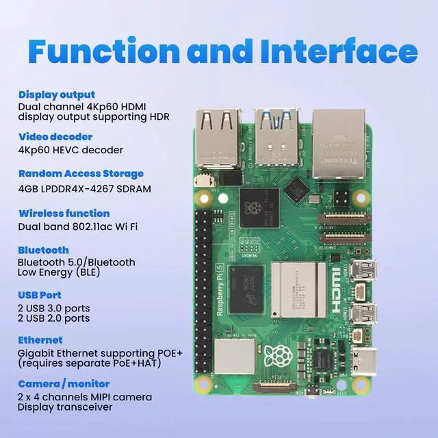 Alt view image 3 of 5 - EC Buying Pi 5 8GB Development Board Computer 2.4Ghz 64 Bit Quad Core Arm Cortex-A76 AI Artificial Intelligence Programming for Python Kit