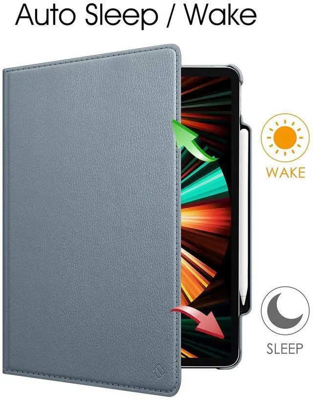 Alt view image 3 of 5 - Fintie Rotating Case for iPad Pro 12.9-inch 6th Generation 2022-360 Degree Swiveling Protective Cover with Pencil Holder, Auto Sleep/Wake, Also Fit iPad Pro 12.9" 5th/4th/3rd Gen, Cloudy Blue