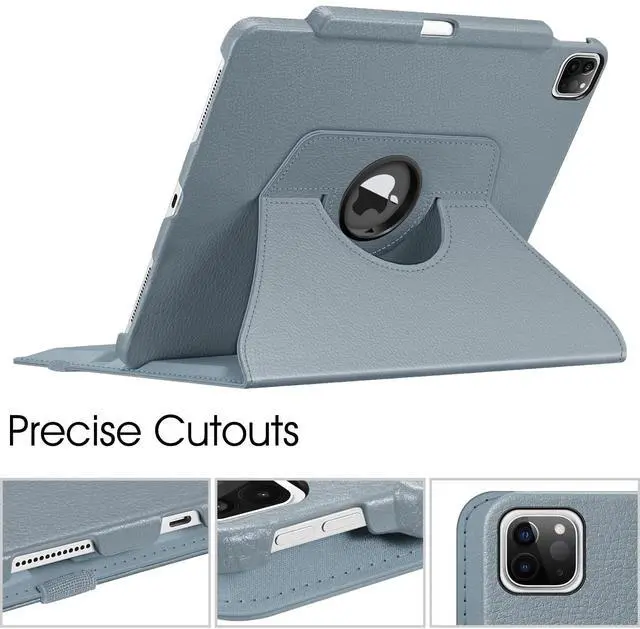 Alt view image 5 of 5 - Fintie Rotating Case for iPad Pro 12.9-inch 6th Generation 2022-360 Degree Swiveling Protective Cover with Pencil Holder, Auto Sleep/Wake, Also Fit iPad Pro 12.9" 5th/4th/3rd Gen, Cloudy Blue