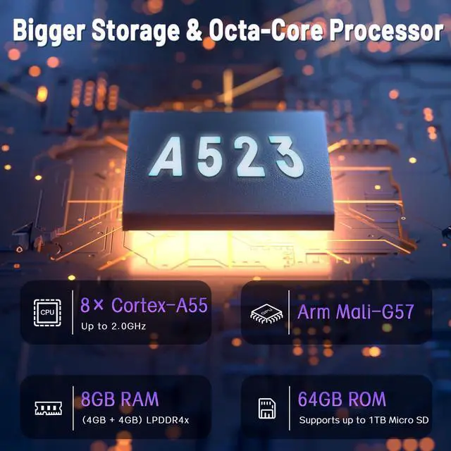 Alt view image 4 of 5 - Tablet 10 inch Android 15 Tablets, 8GB RAM 64GB ROM, Expandable to 1TB, Octa-Core, HD IPS Display, 5G WiFi 6, GMS Certified, Computer Tablets for Adults with Case - Green