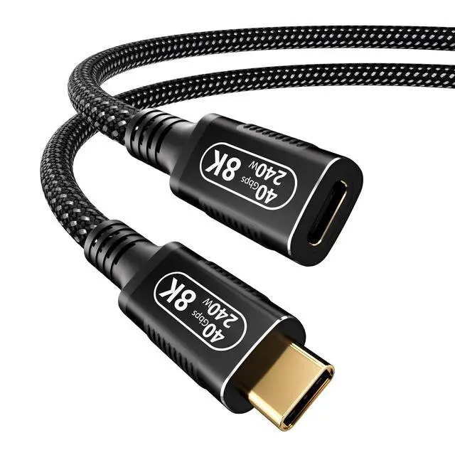 Alt view image 2 of 5 - Smoizheff 2M/6.6FT USB-C Extension Cable 40Gbps for Thunderbolt 4, Male to Female,240W PD & 8K Display, Compatible with Thunderbolt 3/USB4/USB3/SSD/eGPU, High-Speed Data Transfer