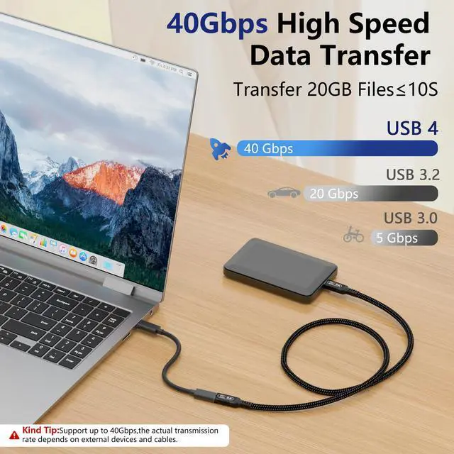 Alt view image 5 of 5 - Smoizheff 2M/6.6FT USB-C Extension Cable 40Gbps for Thunderbolt 4, Male to Female,240W PD & 8K Display, Compatible with Thunderbolt 3/USB4/USB3/SSD/eGPU, High-Speed Data Transfer