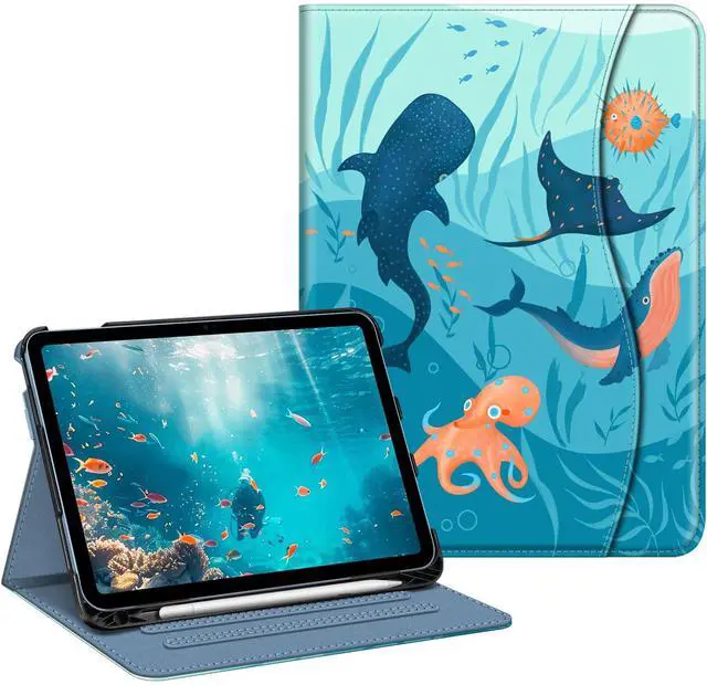 Main image of Fintie Case for iPad (A16) 11th Generation 11 Inch (2025), iPad 10th Generation 10.9 Inch (2022), Multi-Angle Viewing Protective Stand Cover with Pencil Holder & Pocket, Blue Ocean