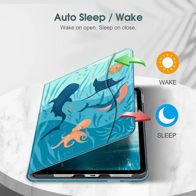 Alt view image 3 of 5 - Fintie Case for iPad (A16) 11th Generation 11 Inch (2025), iPad 10th Generation 10.9 Inch (2022), Multi-Angle Viewing Protective Stand Cover with Pencil Holder & Pocket, Blue Ocean