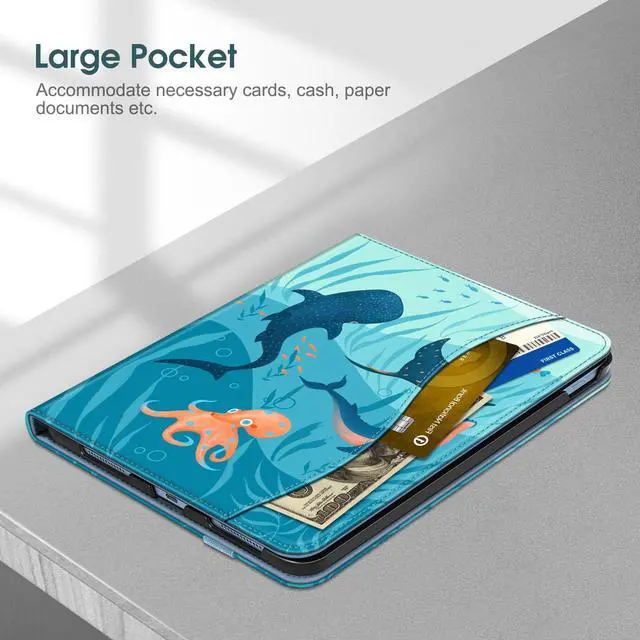 Alt view image 5 of 5 - Fintie Case for iPad (A16) 11th Generation 11 Inch (2025), iPad 10th Generation 10.9 Inch (2022), Multi-Angle Viewing Protective Stand Cover with Pencil Holder & Pocket, Blue Ocean