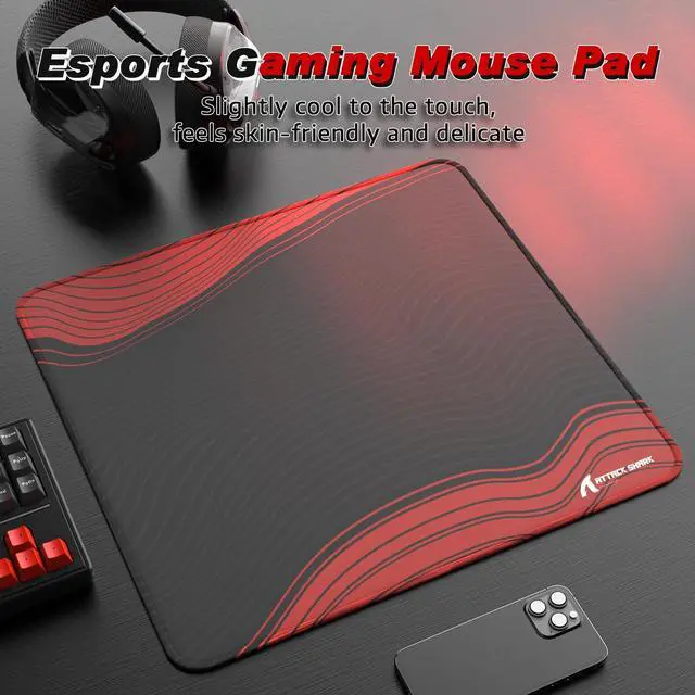 Alt view image 2 of 5 - Attack Shark CM02 Gaming Mouse Pad with High-Density Fiber Surface,5S Coating Technology,4mm Thick Cushioning,Precision Edging,Anti-Slip Rubber Bottom for Enhanced Stability and Precision-Black Red