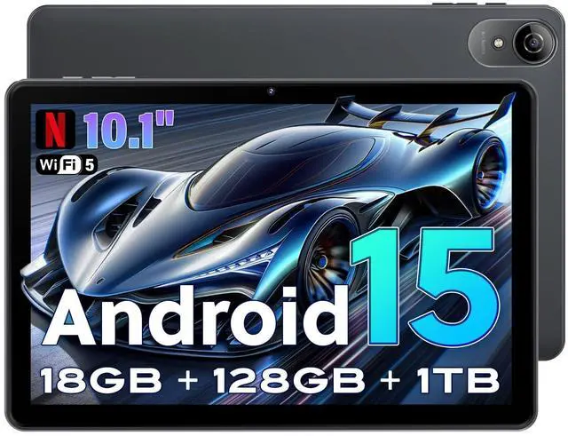 Main image of 10 Inch Tablet Android 15 Tablets with Octa-core Cortex,18GB RAM 128GB ROM/1TB TF,Widevine L1,Gaming Tablet HD Display Touchscreen,Dual Speakers,8MP+5MP,5G WiFi,6000mAh Bluetooth,GMS,Face unlock