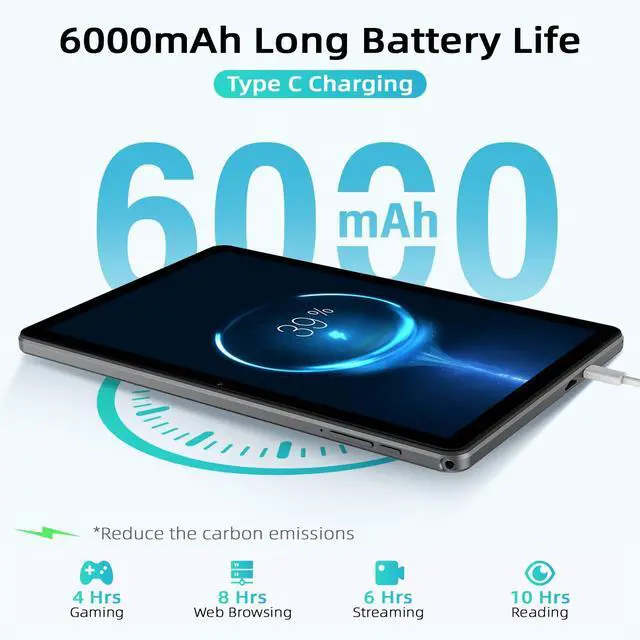 Alt view image 5 of 5 - 10 Inch Tablet Android 15 Tablets with Octa-core Cortex,18GB RAM 128GB ROM/1TB TF,Widevine L1,Gaming Tablet HD Display Touchscreen,Dual Speakers,8MP+5MP,5G WiFi,6000mAh Bluetooth,GMS,Face unlock