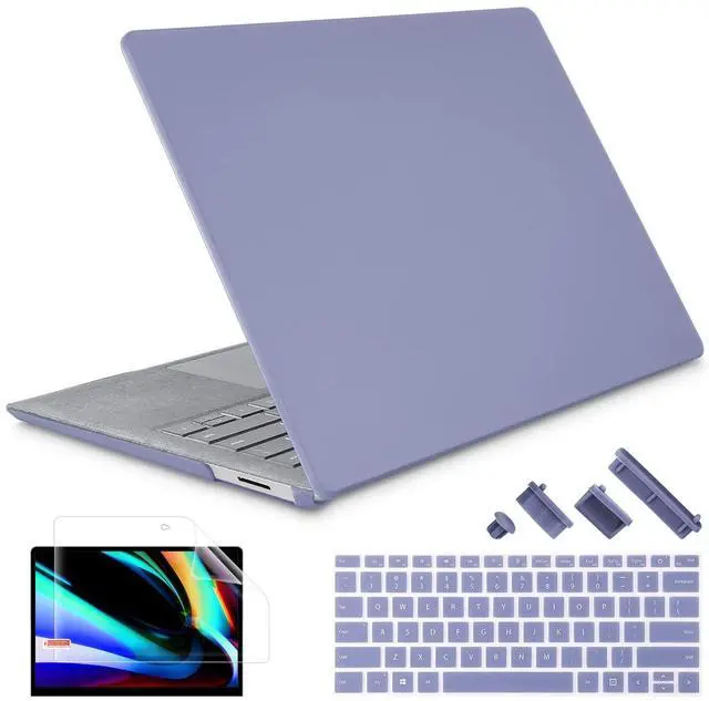 Main image of May Chen Case for 13.5" Microsoft Surface Laptop 3/4/5 with Alcantara Palm Rest Model 1867 1958 1950 (2019 2021 2022), Plastic Hard Shell Case with Keyboard Cover + Screen Protector, Lavender Gray
