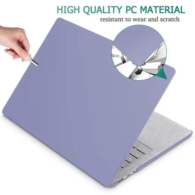 Alt view image 5 of 5 - May Chen Case for 13.5" Microsoft Surface Laptop 3/4/5 with Alcantara Palm Rest Model 1867 1958 1950 (2019 2021 2022), Plastic Hard Shell Case with Keyboard Cover + Screen Protector, Lavender Gray