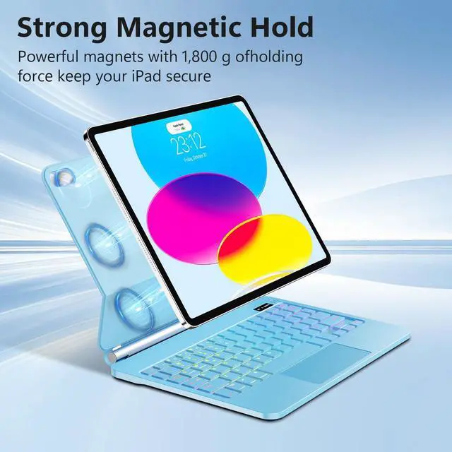 Alt view image 3 of 5 - ALIWLHOF for iPad 10th & 11th (A16) Generation Case with Keyboard  Magic-Style Magnetic Keyboard Case for iPad 11 inch 2025&10th Gen (Blue)