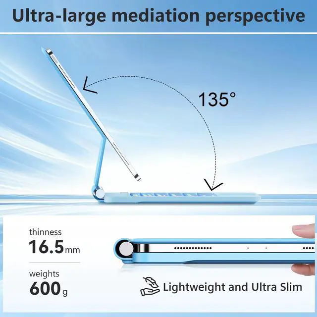 Alt view image 5 of 5 - ALIWLHOF for iPad 10th & 11th (A16) Generation Case with Keyboard  Magic-Style Magnetic Keyboard Case for iPad 11 inch 2025&10th Gen (Blue)