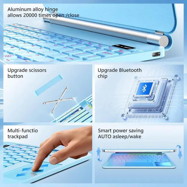 Alt view image 4 of 5 - ALIWLHOF for iPad 10th & 11th (A16) Generation Case with Keyboard  Magic-Style Magnetic Keyboard Case for iPad 11 inch 2025&10th Gen (Blue)